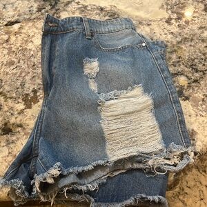 Distressed Jean shorts